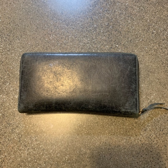 BALENCIAGA CLASSIC CONTINENTAL LONG ZIP AROUND WALLET CHARCOAL BLACK EUC $595 - Picture 3 of 5